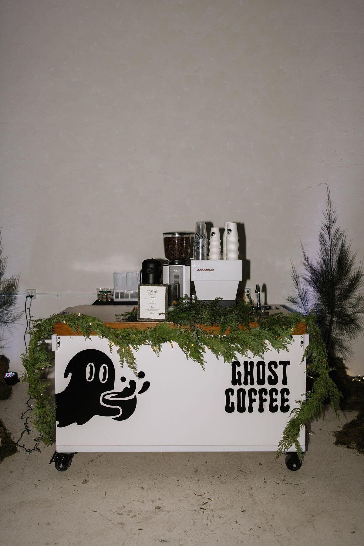 Mobile coffee bar at wedding venue